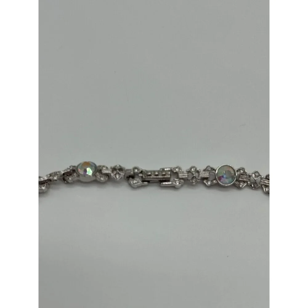 Nolan Miller Glamour Collection Roxanne AB‎ Rhinestone Silver Tone Necklace